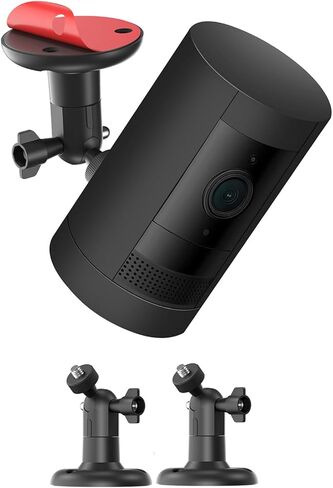 عبوتان من حامل الكاميرا الحلقي - حامل حائط داخلي/خارجي بدون ثقب متوافق مع Ring Stick Up Cam Plus/Pro، وكاميرا Ring Indoor Cam، وكاميرا Ring Outdoor Cam Plus - قابل للتعديل بزاوية 360 درجة، ولاصق VHB قوي وخيار لولبي in Kuwait