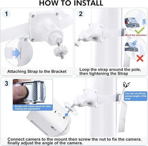 حامل جداري قابل للتعديل متوافق مع Ring Spotlight Cam Pro/Plus (بطارية)، كاميرا Ring Stick Up Cam (بطارية)، حامل كاميرا أمان خارجي مع حزام للتثبيت على الحائط أو العمود أو الشجرة in Kuwait