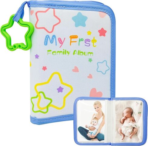Baby Photo Album Soft Cloth Book - My First Photo Album for Baby with Safe Mirror, Star Themed Photo Album, Holds 17 4x6 Photos, Sensory Baby Memory Book in Kuwait