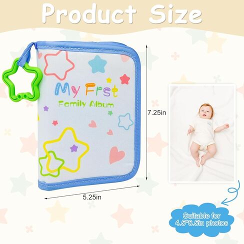 Baby Photo Album Soft Cloth Book - My First Photo Album for Baby with Safe Mirror, Star Themed Photo Album, Holds 17 4x6 Photos, Sensory Baby Memory Book in Kuwait