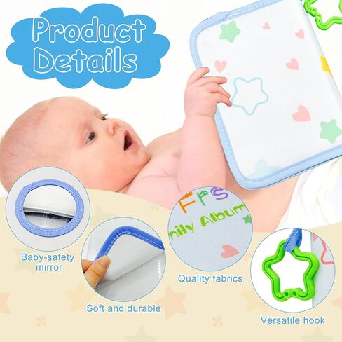 Baby Photo Album Soft Cloth Book - My First Photo Album for Baby with Safe Mirror, Star Themed Photo Album, Holds 17 4x6 Photos, Sensory Baby Memory Book in Kuwait