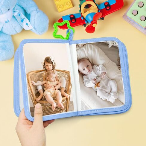 Baby Photo Album Soft Cloth Book - My First Photo Album for Baby with Safe Mirror, Star Themed Photo Album, Holds 17 4x6 Photos, Sensory Baby Memory Book in Kuwait