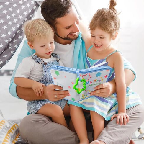 Baby Photo Album Soft Cloth Book - My First Photo Album for Baby with Safe Mirror, Star Themed Photo Album, Holds 17 4x6 Photos, Sensory Baby Memory Book in Kuwait