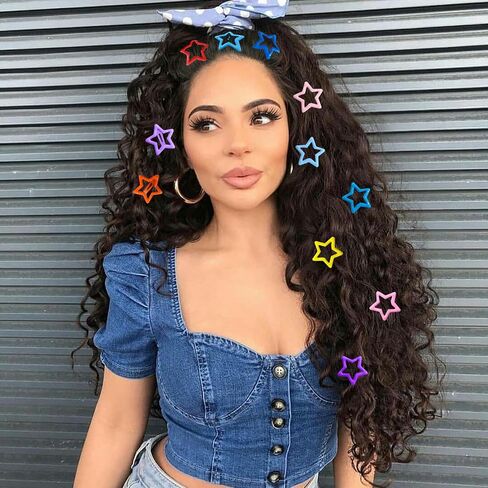 shuielai100 PCS Colorful Y2K Star Hair Clips, 1.18" Metal Snap Barrettes Non-Slip Hair Accessories for Women Girls Teens, Trendy Rave Festival Fashion Styling Clips Set in Kuwait