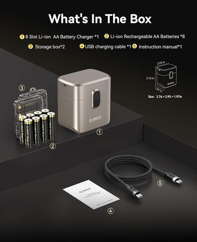 ORICO Rechargeable AA Lithium Batteries Charger-8Pack Double A Batteries for Blink Camera, Xbox Controllers & Toys, 3-Hour Fast Charging, 1.5V Constant Voltage, High- Capacity - EV8P in Saudi Arabia