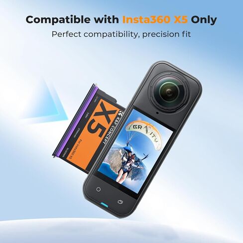 بطارية K&F CONCEPT 360x5 وحقيبة شاحن بطارية X5 المحدثة متوافقة مع Insta 360x5 in Kuwait