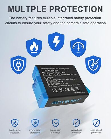 Battery Charger for GoPro Hero 12 11 10 9 Black - 2-Pack Enduro Batteries Replacement Pack for Go Pro Hero12 Hero11 Hero10 Hero9 with Charging Case Kit in Kuwait