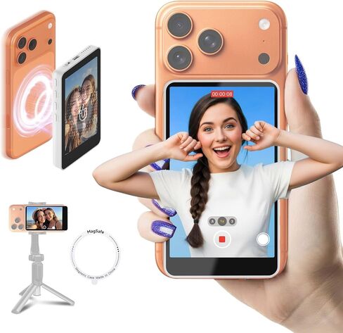 شاشة SYNCO XView Selfie لسلسلة iPhone 7-17، شاشة P2P لاسلكية خاصة آمنة، شاشة كاميرا خلفية مغناطيسية 4K/1080p مع نطاق 164FT للبث المباشر على YouTube TikTok (أسود) in Saudi Arabia