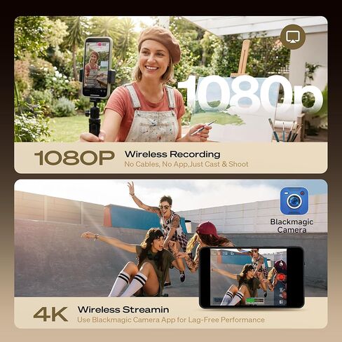 شاشة SYNCO XView Selfie لسلسلة iPhone 7-17، شاشة P2P لاسلكية خاصة آمنة، شاشة كاميرا خلفية مغناطيسية 4K/1080p مع نطاق 164FT للبث المباشر على YouTube TikTok (أسود) in Saudi Arabia