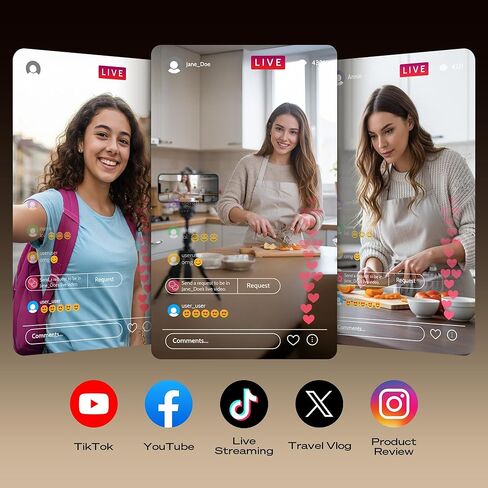 شاشة SYNCO XView Selfie لسلسلة iPhone 7-17، شاشة P2P لاسلكية خاصة آمنة، شاشة كاميرا خلفية مغناطيسية 4K/1080p مع نطاق 164FT للبث المباشر على YouTube TikTok (أسود) in Saudi Arabia