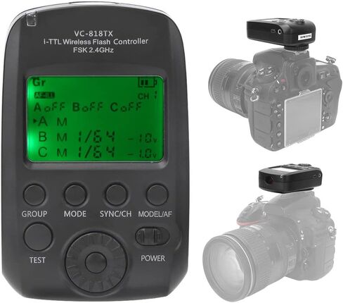 Akozon VC 818TX I TTL Highspeed Sync Flash Trigger 2.4G Transmitter، مشغل فلاش متقدم متعدد الوظائف متوافق مع مجموعة متنوعة من الكاميرا in Kuwait