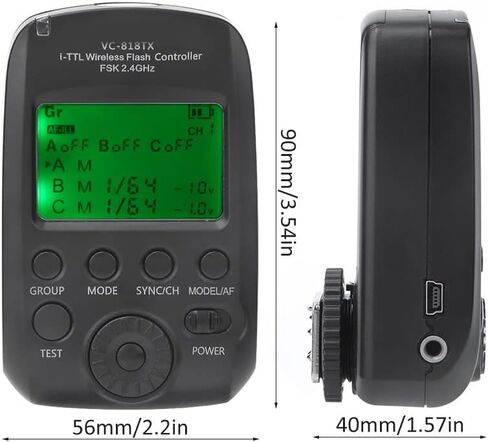 Akozon VC 818TX I TTL Highspeed Sync Flash Trigger 2.4G Transmitter، مشغل فلاش متقدم متعدد الوظائف متوافق مع مجموعة متنوعة من الكاميرا in Kuwait