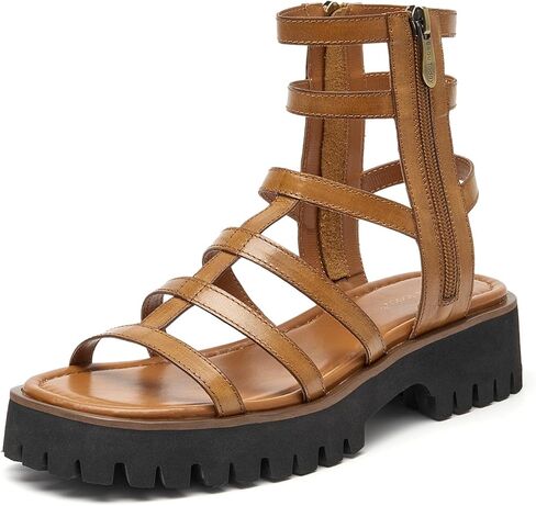 BEAU TODAY Platform Gladiator Sandals for Women,Strappy Sandals for Women,Dressy Comfortable Leather Double Zippers Fashion Roman Sandals for Summer Vacation in Kuwait