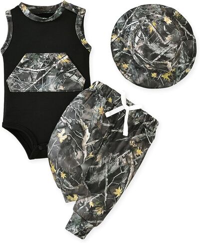 Baby Boy Camo Sleeveless Bodysuit Pants Set 0-18 Months in Saudi Arabia
