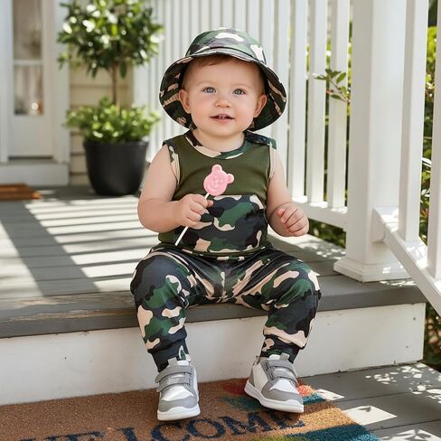 Baby Boy Camo Sleeveless Bodysuit Pants Set 0-18 Months in Saudi Arabia