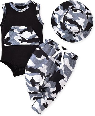 Baby Boy Camo Sleeveless Bodysuit Pants Set 0-18 Months in Saudi Arabia