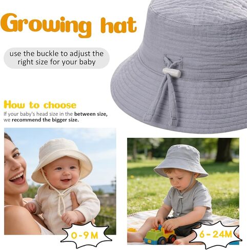 Baby Sun Hat Infant Toddler Summer Bucket Hat, Medical Cotton Yarn Sun Hats for Baby Boys Girls in Saudi Arabia