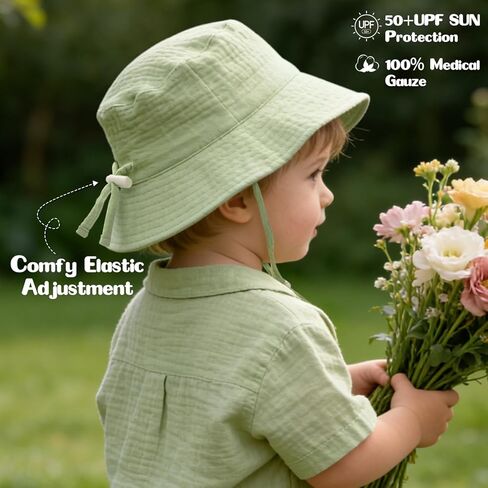 Baby Sun Hat Infant Toddler Summer Bucket Hat, Medical Cotton Yarn Sun Hats for Baby Boys Girls in Saudi Arabia
