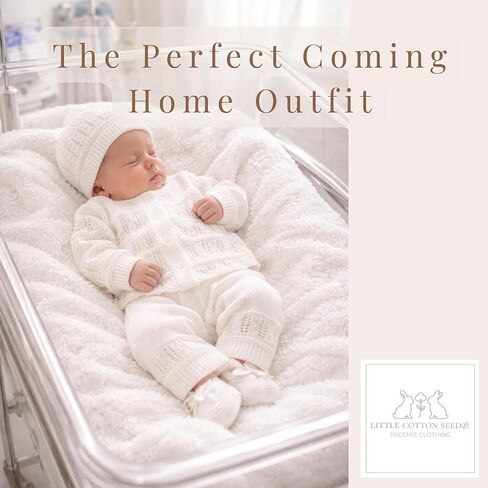 Newborn Coming Home Outfit Baby Gift Set Handmade Knit 4 Piece First Outfit Boy Girl 0-3M in Saudi Arabia
