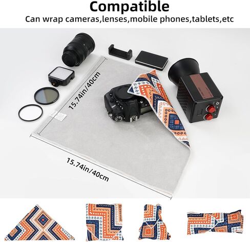 Camera Wrap, Anti-Scratch Protective Wrap, Lens pouche, Magic Self-Adhesive Cloth, Lens Protector, Washable Universal Storage Cloth for DSLR, Smartphones, Laptops, Cosmetic, Household Items in Kuwait