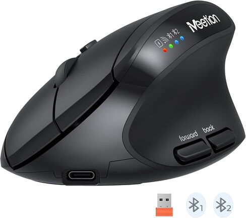 MEETION Pink Wireless Ergonomic Mouse, Bluetooth Vertical Rechargeable Mice, 4 Adjustable DPI 800-2400, Bluetooth 5.2+5.2+USB Mouse for Windows/Mac, for Laptop/PC/Desktop/Computer/iPad in Saudi Arabia