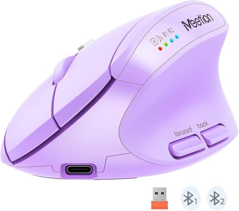 MEETION Pink Wireless Ergonomic Mouse, Bluetooth Vertical Rechargeable Mice, 4 Adjustable DPI 800-2400, Bluetooth 5.2+5.2+USB Mouse for Windows/Mac, for Laptop/PC/Desktop/Computer/iPad in Saudi Arabia