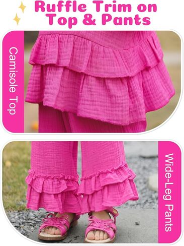 Toddler Girl Bell Bottom Outfit 12 Months - 4T Summer Clothes Boho Camisole Top and Wide Leg Pant in Saudi Arabia