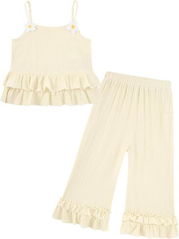 Toddler Girl Bell Bottom Outfit 12 Months - 4T Summer Clothes Boho Camisole Top and Wide Leg Pant in Saudi Arabia