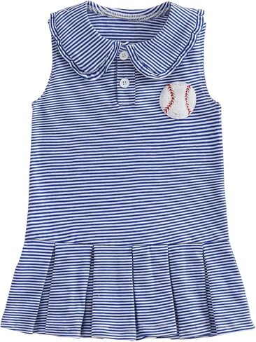 Toddler Baby Girl Baseball Outfit Athletic Polo Dress Striped A Line Spring Summer Sleeveless Tank Dress Clothes in Kuwait