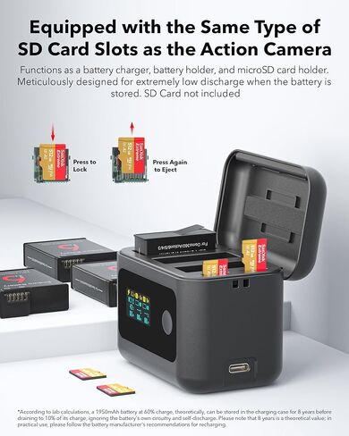 3 عبوات بطارية OSMO Action 6 وشاحن سريع ذكي لـ DJI Osmo 360، Action 6، Action 5 Pro، Action 4/3، حافظة شحن سريعة ثلاثية الفتحات 24 وات PD مع شاشة OLED، بطارية OSMO 360 بقدرة 2100 مللي أمبير في الساعة in Kuwait