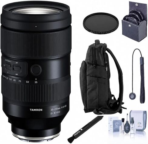 عدسة Tamron 35-150 مم f/2-2.8 Di III VXD لكاميرا Sony E ذات إطار كامل وتكبير متوسط ​​المدى سريع مع تركيز تلقائي VXD، حزمة مع فلتر ND، حقيبة ظهر، مجموعة تنظيف، ضمان Tamron لمدة 6 سنوات in Kuwait