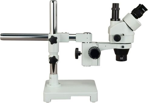 OMAX 7X-45X Trinocular Zoom Stereo Microscope on Single Bar Boom Stand with 144-LED Ring Light in Kuwait