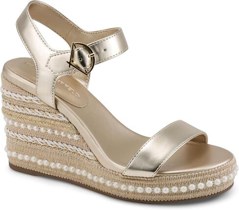 KARL LAGERFELD womens Calzona Wedge Sandal With Pearl Embellishments in Kuwait