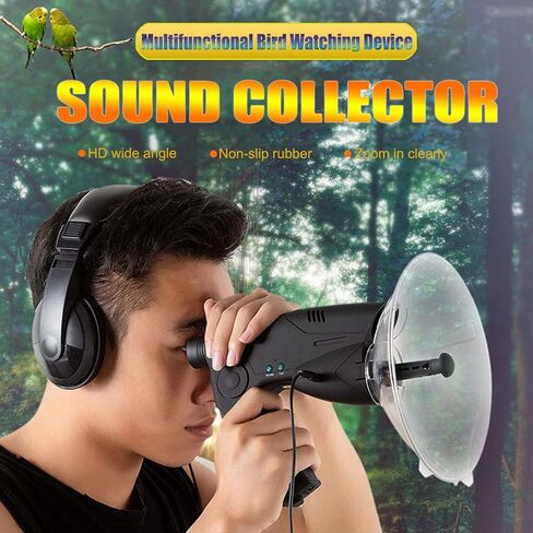 Parabolic Microphone Monocular, Sound Amplifier Ear Bionic Listening Device, Up to 300 FT 8X Magnification for Birds Listening Telescope in Kuwait