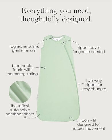 Bamboo Viscose 1.0 Tog Sleep Sack | Soft Breathable Baby Sleeping Bag, Wearable Blanket Baby, 2-Way Zipper in Kuwait