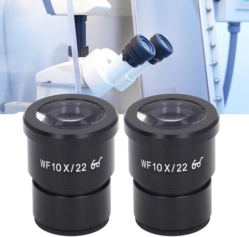 2Pcs 10X Microscope Eyepiece 22mm Field Number Microscopes Lens Adapters with Metal Casing Optical Lenses for Lab Microscopes in Kuwait