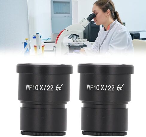 2Pcs 10X Microscope Eyepiece 22mm Field Number Microscopes Lens Adapters with Metal Casing Optical Lenses for Lab Microscopes in Kuwait