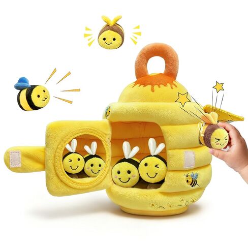 Baby Toys - Soft Beehive with 5 Sensory Bees Crinkle, Rattle, Squeaker, Mirror Portable Sensory Toys Montessori Bee Toy for Toddlers, Boy Girl Birthday Christmas Gift in Kuwait