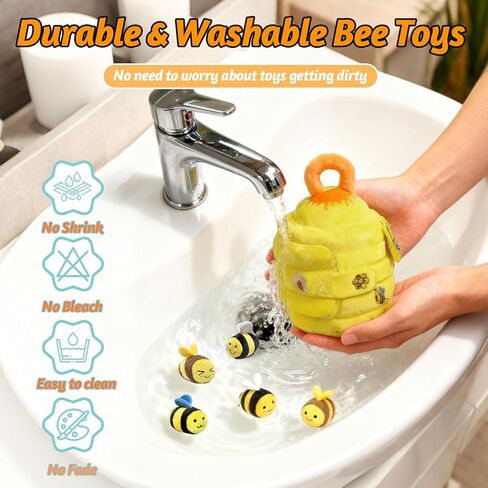 Baby Toys - Soft Beehive with 5 Sensory Bees Crinkle, Rattle, Squeaker, Mirror Portable Sensory Toys Montessori Bee Toy for Toddlers, Boy Girl Birthday Christmas Gift in Kuwait