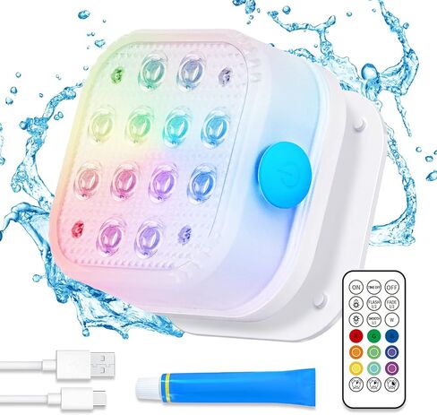 Homly Rechargeable Submersible Pool Lights with Remote, Waterproof Underwater Charging Battery Operated Controlled 16 Color Changing LED with Magnet Floating Lights Pool Pond Decoration 4 Pack in Kuwait