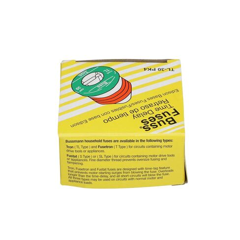 Bussman TL-30PK4 30 Amp TL Edison Plug Time Delay Fuse 4 Count in Saudi Arabia