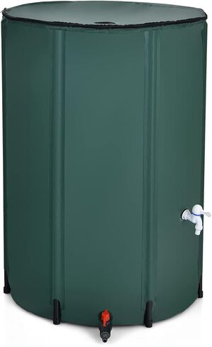 Goplus 60 Gallon Collapsible Rain Barrel, Portable Rain Barrels to Collect Rainwater from Gutter, Rainwater Collection System, Water Storage Tank Catcher Container with Filter Spigot in Kuwait