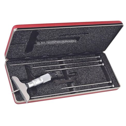 ميكرومتر عمق Starrett مع توقف السقاطة وجوز القفل، صامولة قفل مخرش من النوع الدائري، مجموعة السقاطة والسرعة - نطاق 0-6 بوصة، تخرج 001 بوصة، طول القاعدة 2-1/2 بوصة - 440Z-6RL in Kuwait