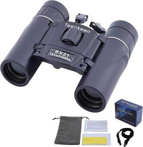 8x21 Compact Binoculars for Adults & Kids, Portable Foldable Telescope with BAK4 Prism & FMC Coating, Lightweight Pocket Binoculars for Bird Watching, Sports, Travel, Theatre, Gifts in Kuwait