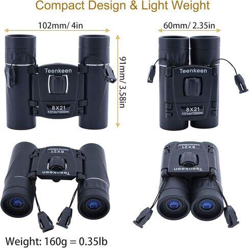 8x21 Compact Binoculars for Adults & Kids, Portable Foldable Telescope with BAK4 Prism & FMC Coating, Lightweight Pocket Binoculars for Bird Watching, Sports, Travel, Theatre, Gifts in Kuwait