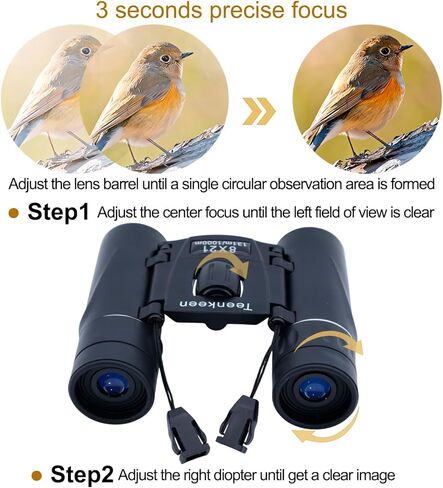 8x21 Compact Binoculars for Adults & Kids, Portable Foldable Telescope with BAK4 Prism & FMC Coating, Lightweight Pocket Binoculars for Bird Watching, Sports, Travel, Theatre, Gifts in Kuwait