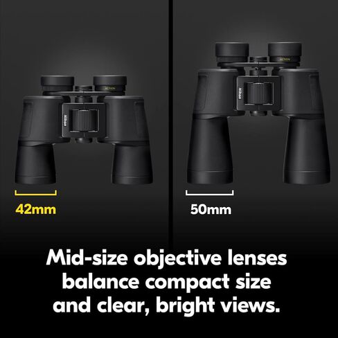 نيكون اكشن 8x42 مجهر | بصريات نيكون مغلفة بطبقات متعددة، ومشرقة، ورؤية واسعة، وطاقة 8X، وأغطية عيون قابلة للدوران والانزلاق، وتصميم بورو بريزم جاهز للتركيب على حامل ثلاثي القوائم in Kuwait