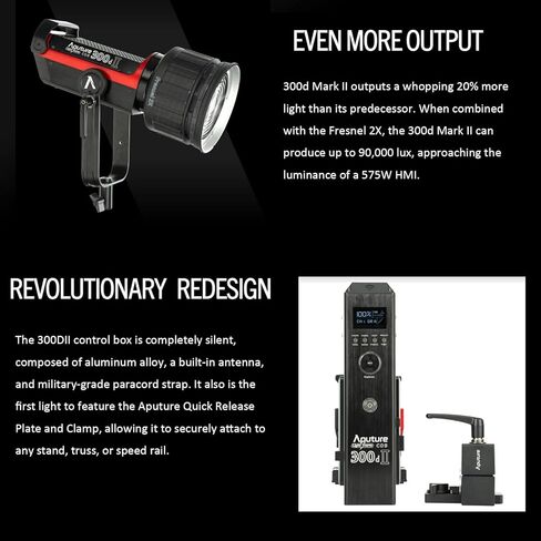 Aputure 300d II 300d Mark II LED Video Camera Light,350W CRI/TLCI 96+ 55000lux@0.5M COB Light 8 Built-in Lighting Effects,Sidus Link App with Carrying Bag in Kuwait