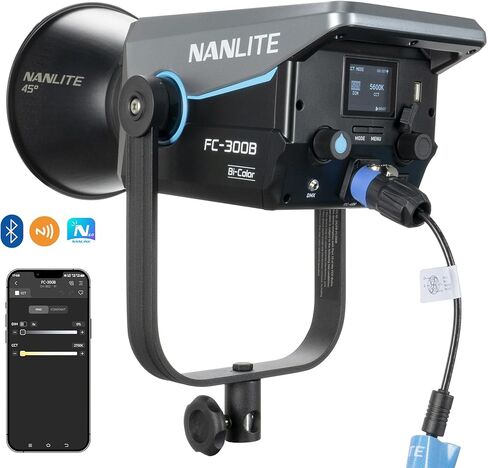 NANLITE FC-300B 350w LED Video Light، CRI 96+ 2,700K-6,500K ضوء تصوير ثنائي اللون مع حامل Bowens، أوضاع FX، التحكم في التطبيق للاستوديو، صناعة الأفلام، الصورة، إنشاء محتوى YouTube in Kuwait