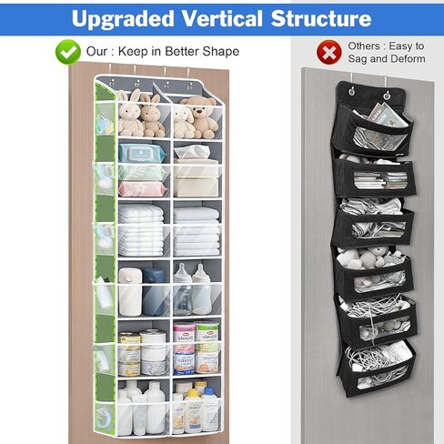 Univivi Over the Door Organizer, 6 Tiers Behind Door Storage with Clear Deep Pockets Hanging Organizer for Closet, Bedroom, Nursery, Bathroom and Sundries (Grey) in Kuwait